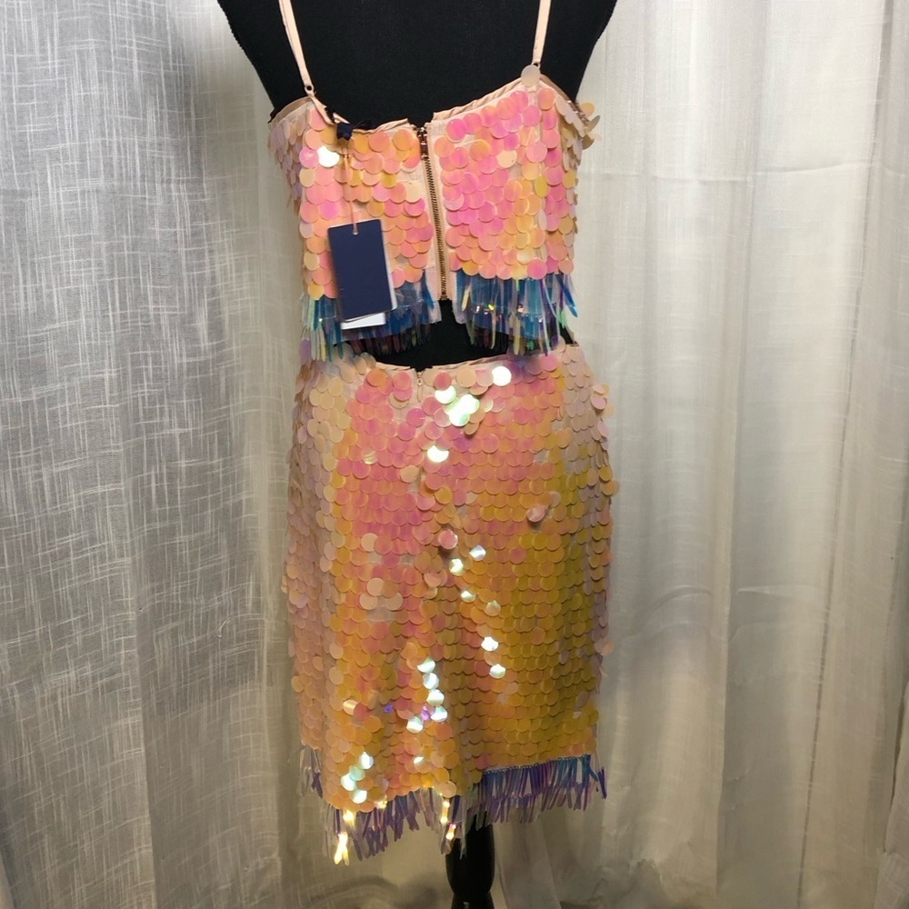 Skies Are Blue Peach Sequin Skirt Set NWT size M - Picture 9 of 16